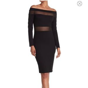 Long sleeve Mesh Panel off-the-shoulder Dress